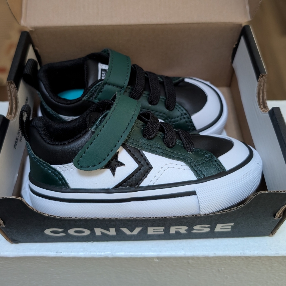 Converse Kids' Black, Green, and White Sneakers - 5